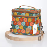 Kids Double Decker Cooler | Laminated Fabric with Genuine Leather Smiley - Jet / Chunky Zip Double Decker Cooler Bag