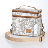 Kids Double Decker Cooler | Laminated Fabric with Genuine Leather Geo - Moonstruck / Chunky Zip Double Decker Cooler