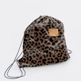 Kids Drawstring | Fabric Bag Cheetah - Coffee Kids Backpack by Thandana