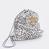Kids Drawstring | Fabric Bag Cheetah - White Kids Backpack by Thandana