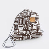 Kids Drawstring | Fabric Bag Geo - Black Kids Backpack by Thandana