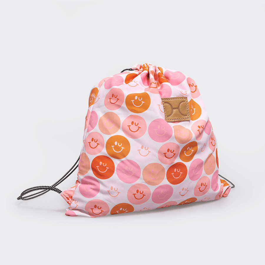 Kids Drawstring | Fabric Bag Smiley - Blush Kids Backpack by Thandana