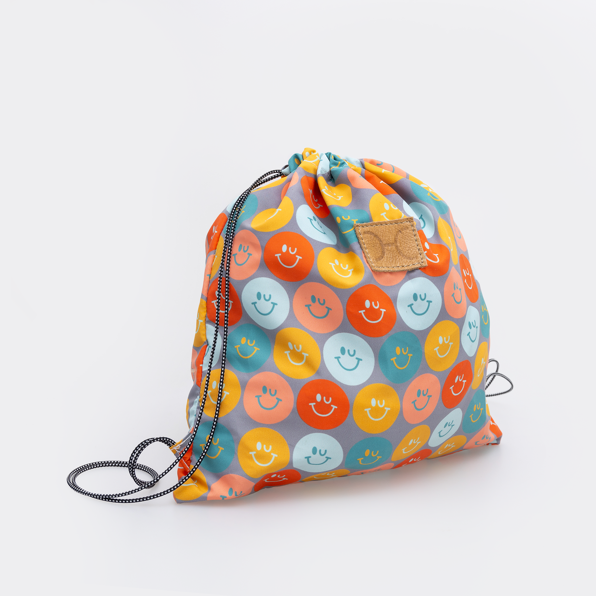 Kids Drawstring | Fabric Bag Smiley - Jet Kids Backpack by Thandana