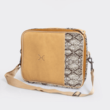 Kids Essential Laptop Bag 13’ | Laminated Fabric with Genuine Leather Python - Moody / Chunky Zip Laptop Fabric Bag