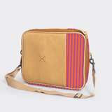 Kids Essential Laptop Bag 13’ | Laminated Fabric with Genuine Leather Linear - Preppy / Chunky Zip Laptop Fabric Bag