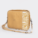 Kids Essential Laptop Bag 13’ | Laminated Fabric with Genuine Leather Geo - Sand / Chunky Zip Laptop Fabric Bag