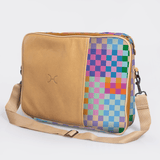 Kids Essential Laptop Bag 15’ | Laminated Fabric with Genuine Leather Checker - Preppy Laptop Fabric Bag by Thandana