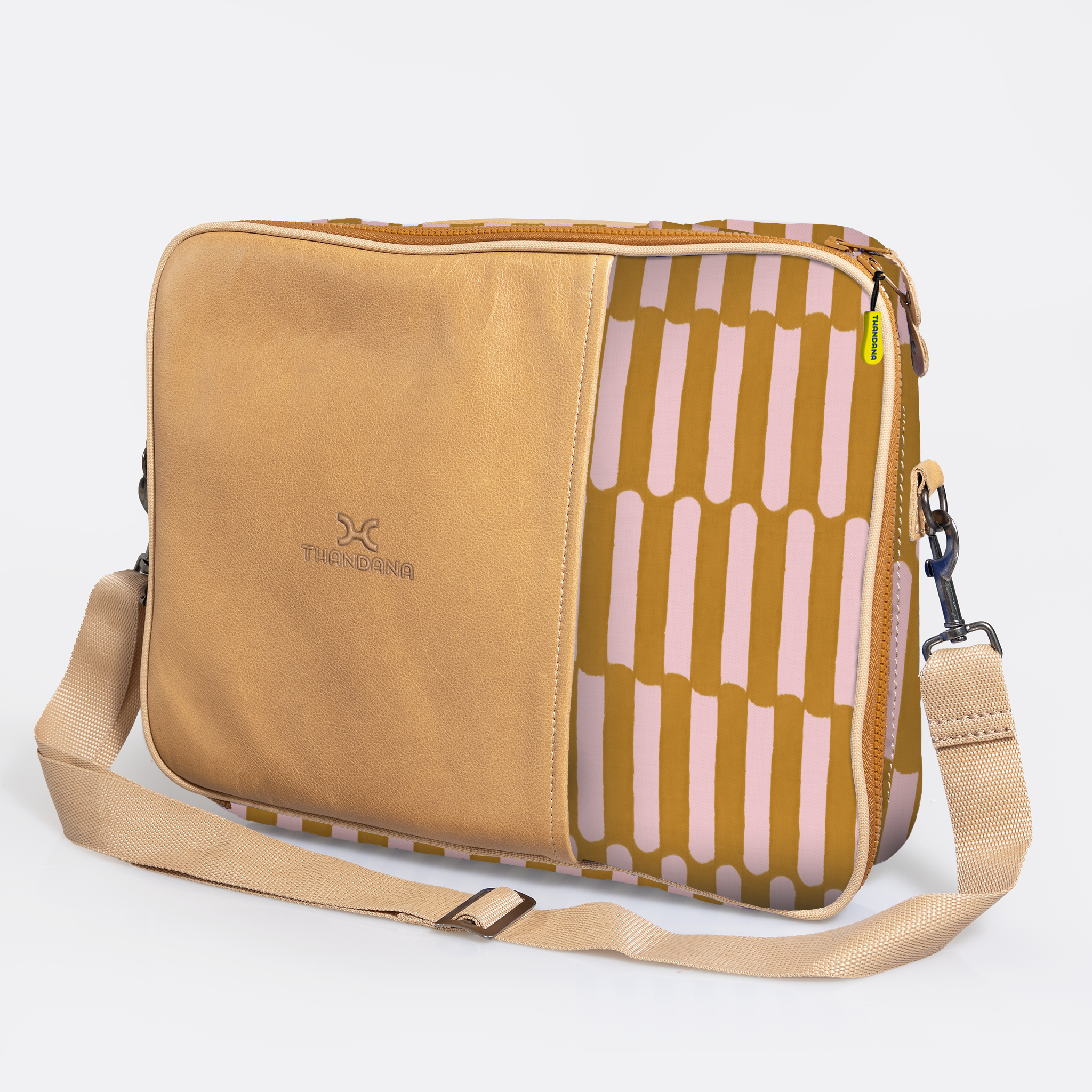 Kids Essential Laptop Bag 15’ | Laminated Fabric with Genuine Leather Indie - Sunset Laptop Fabric Bag by Thandana