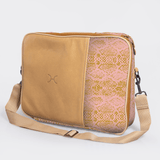 Kids Essential Laptop Bag 15’ | Laminated Fabric with Genuine Leather Python - Bloom Laptop Fabric Bag by Thandana