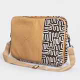 Kids Essential Laptop Bag 15’ | Laminated Fabric with Genuine Leather Geo - Black Laptop Fabric Bag by Thandana