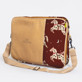 Kids Essential Laptop Bag 15’ | Laminated Fabric with Genuine Leather Midnight Pony - Cherry Laptop Fabric Bag