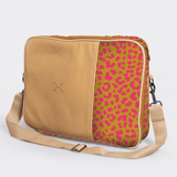 Kids Essential Laptop Bag 15’ | Laminated Fabric with Genuine Leather Cheetah - Preppy Laptop Fabric Bag by Thandana