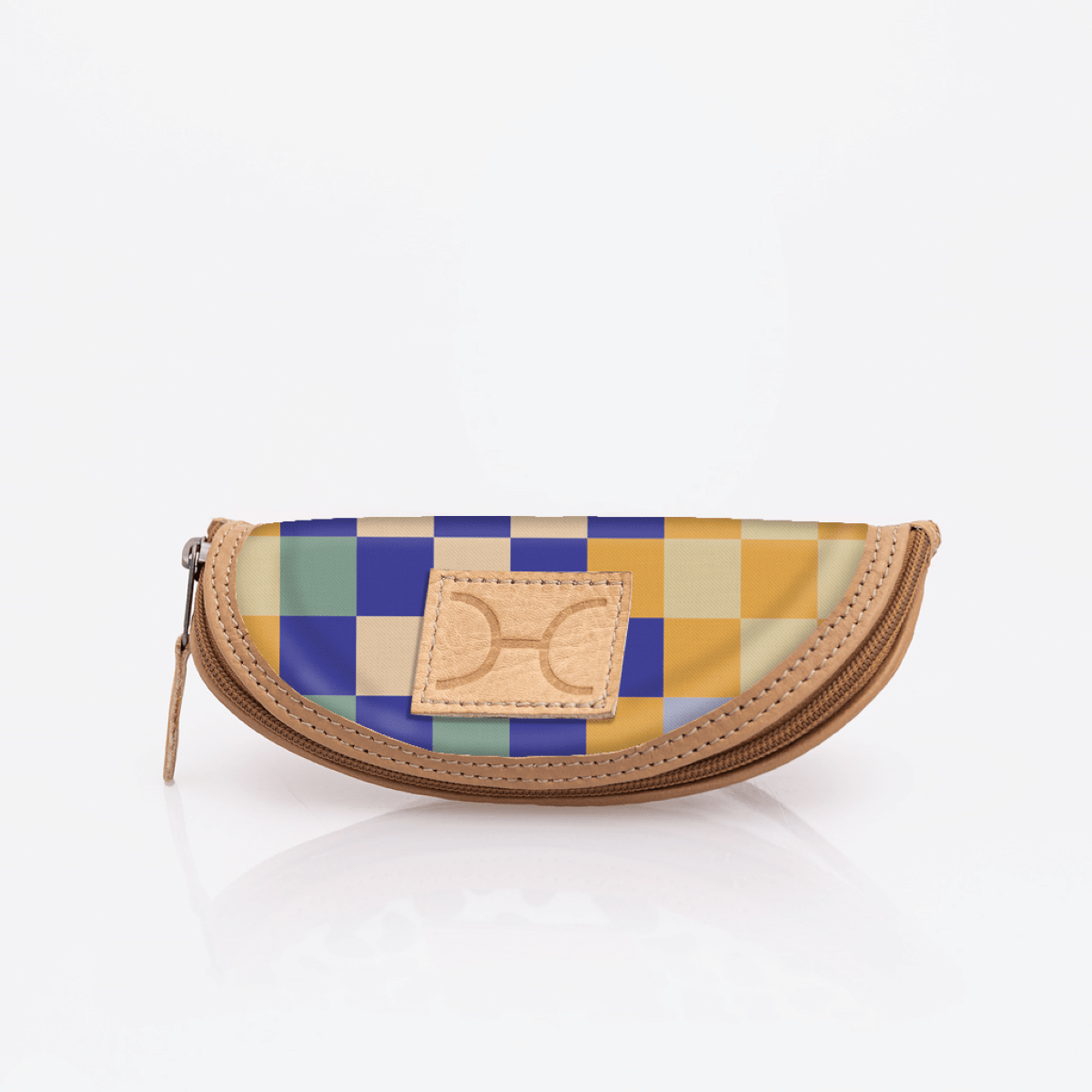 Kids Glasses Case | Laminated Fabric Checker - Jet / Chunky Zip Glasses Case by Thandana