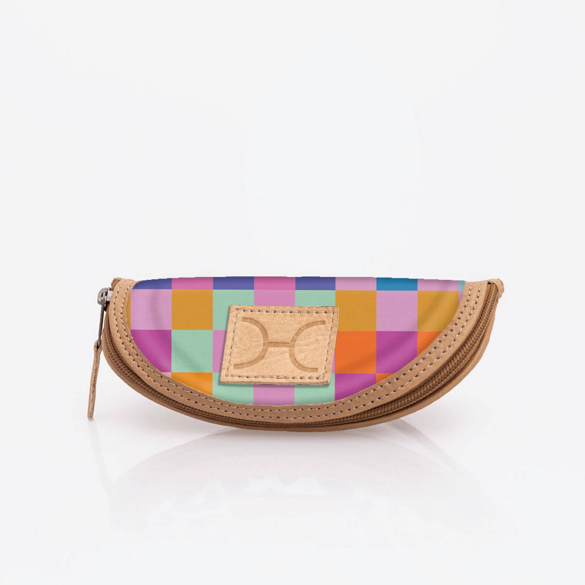 Kids Glasses Case | Laminated Fabric Checker - Preppy / Chunky Zip Glasses Case by Thandana