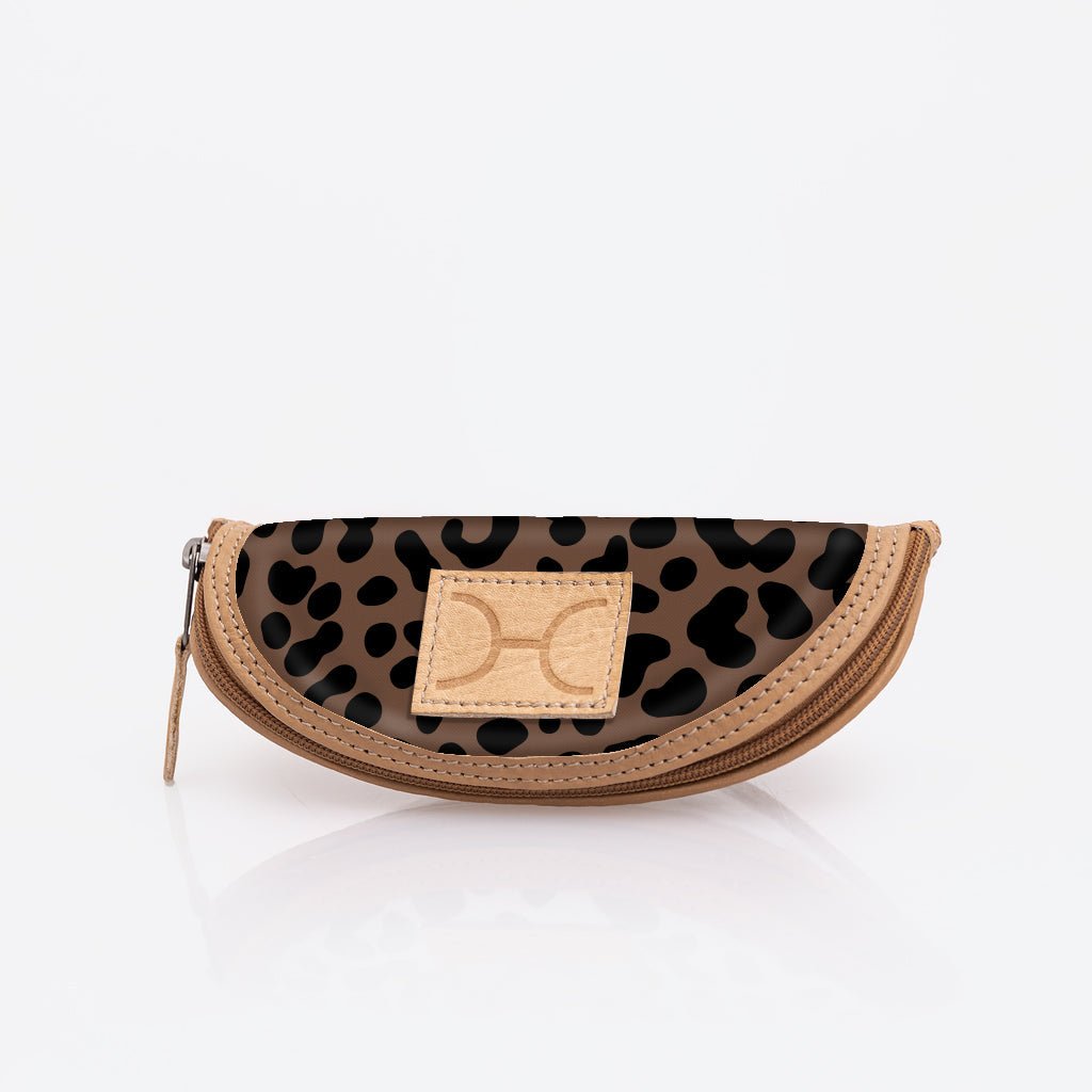 Kids Glasses Case | Laminated Fabric Cheetah - Coffee / Chunky Zip Glasses Case by Thandana