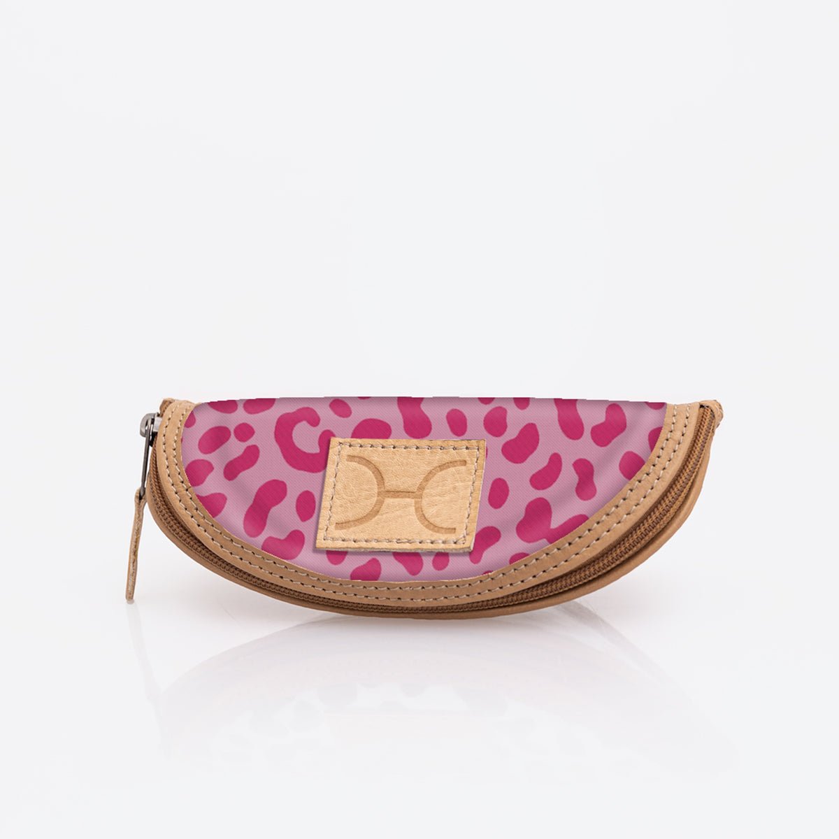 Kids Glasses Case | Laminated Fabric Cheetah - Pink / Chunky Zip Glasses Case by Thandana
