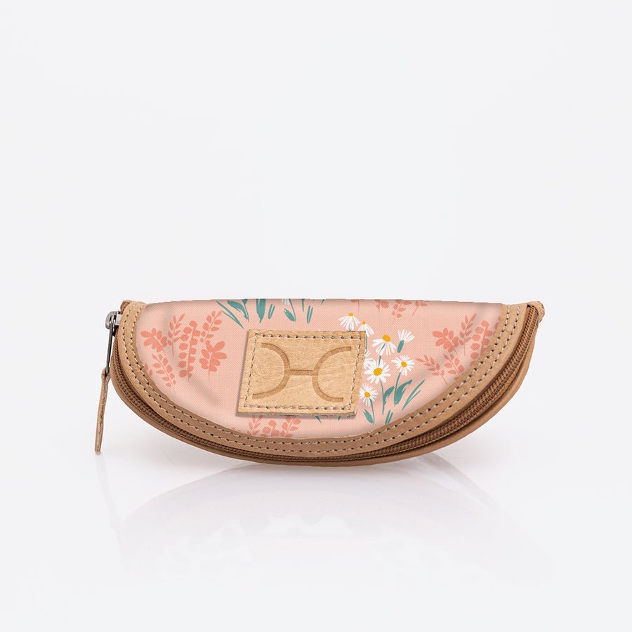 Kids Glasses Case | Laminated Fabric Crazy Daisy - Blush / Chunky Zip Glasses Case by Thandana