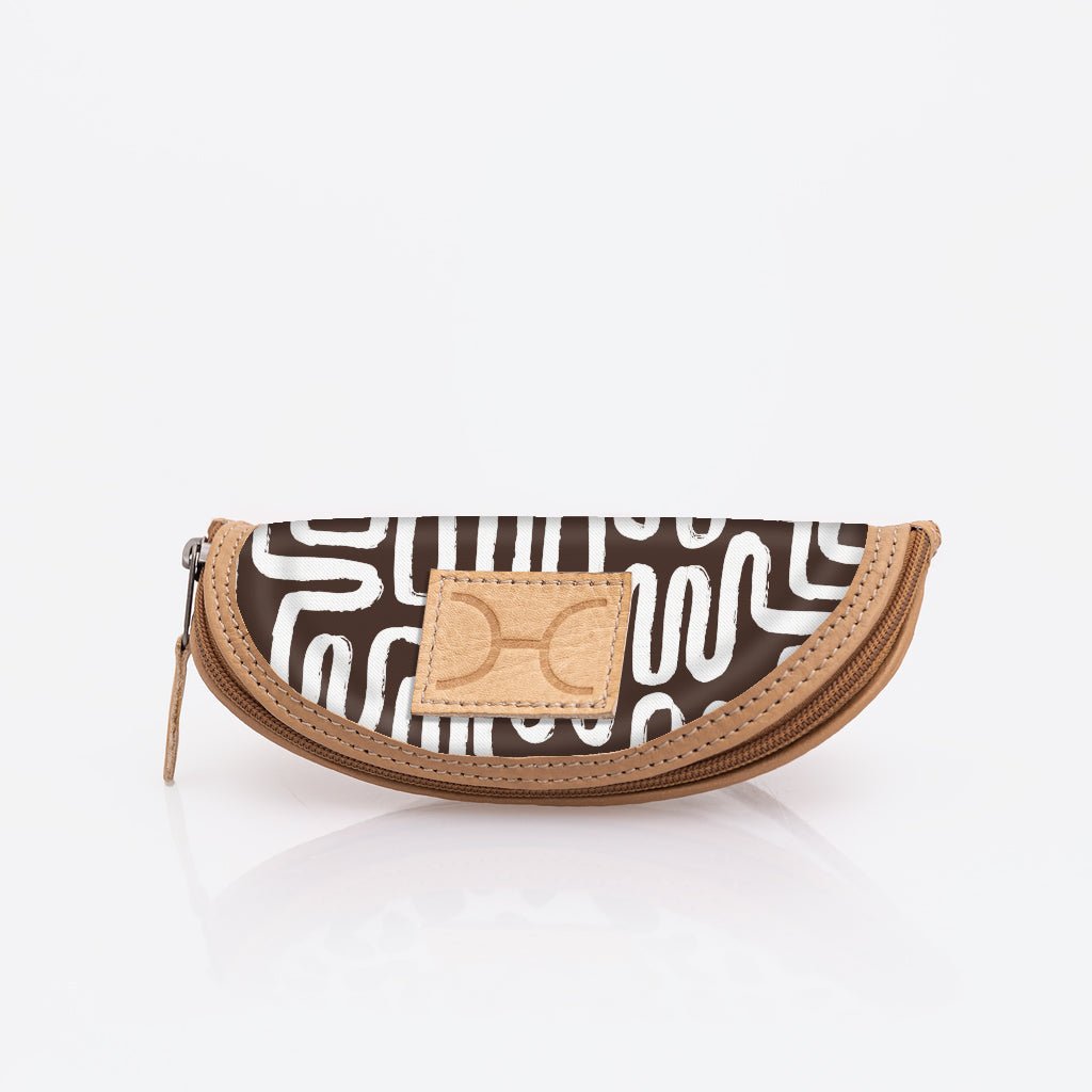 Kids Glasses Case | Laminated Fabric Geo - Black / Chunky Zip Glasses Case by Thandana
