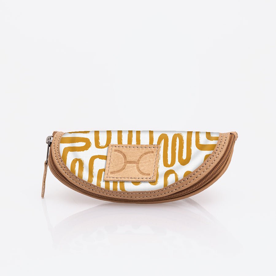 Kids Glasses Case | Laminated Fabric Geo - Sand / Chunky Zip Glasses Case by Thandana