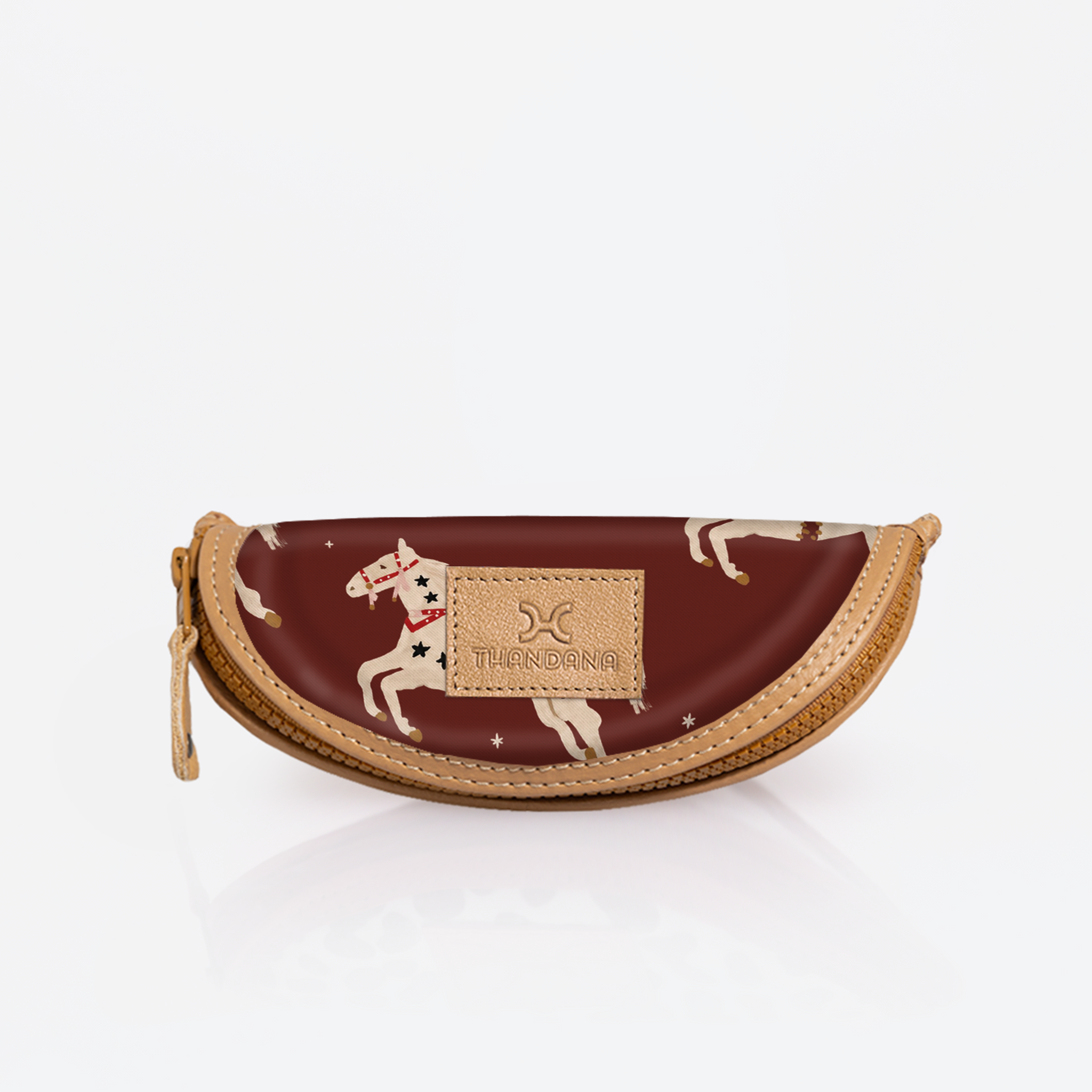 Kids Glasses Case | Laminated Fabric Midnight Pony - Cherry / Chunky Zip Glasses Case by Thandana