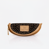 Kids Glasses Case | Laminated Fabric Nomad Stripe - Coffee / Chunky Zip Glasses Case by Thandana