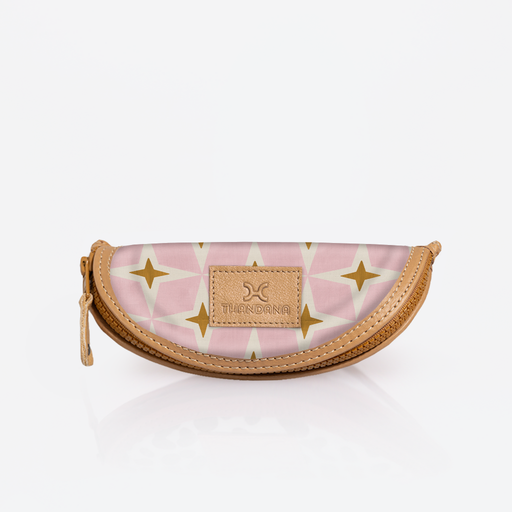 Kids Glasses Case | Laminated Fabric Nova - Blush / Chunky Zip Glasses Case by Thandana