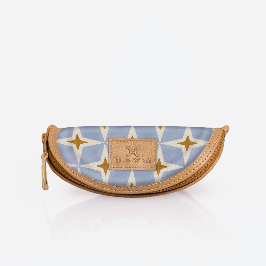 Kids Glasses Case | Laminated Fabric Nova - Mist / Chunky Zip Glasses Case by Thandana
