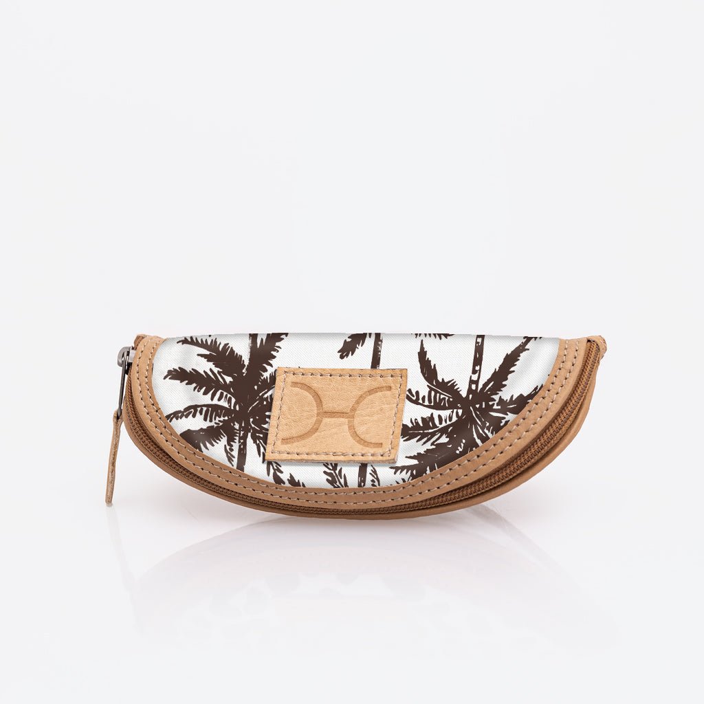 Kids Glasses Case | Laminated Fabric Palm - Neutral / Chunky Zip Glasses Case by Thandana