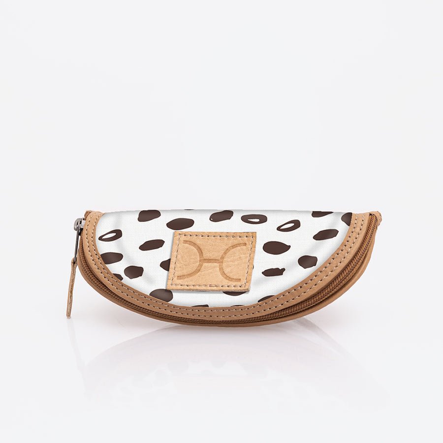 Kids Glasses Case | Laminated Fabric Seeds - White / Chunky Zip Glasses Case by Thandana
