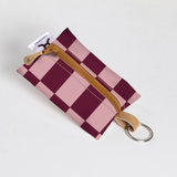 Kids Key Ring | Laminated Fabric Checkmate - Cherry / Chunky Zip Key Ring by Thandana