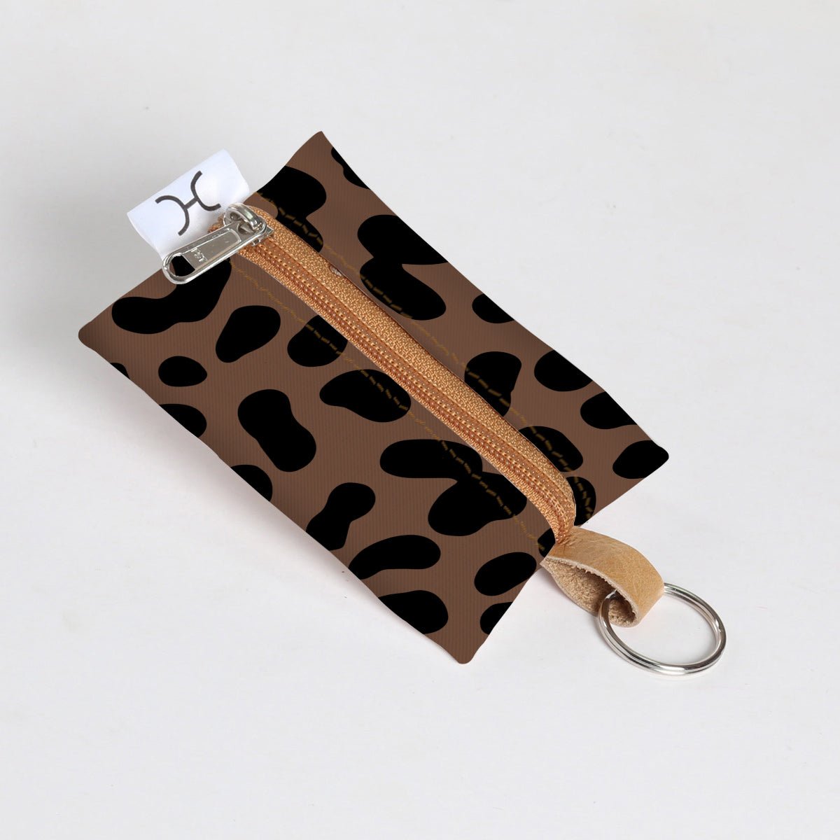 Kids Key Ring | Laminated Fabric Cheetah - Coffee / Chunky Zip Key Ring by Thandana
