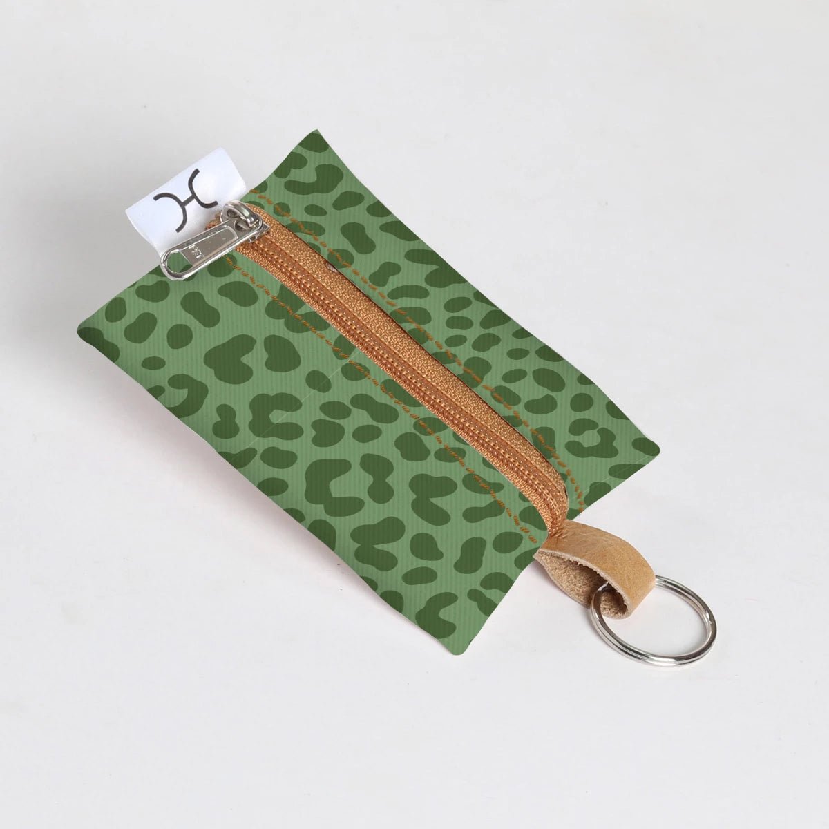 Kids Key Ring | Laminated Fabric Cheetah - Olive / Chunky Zip Key Ring by Thandana