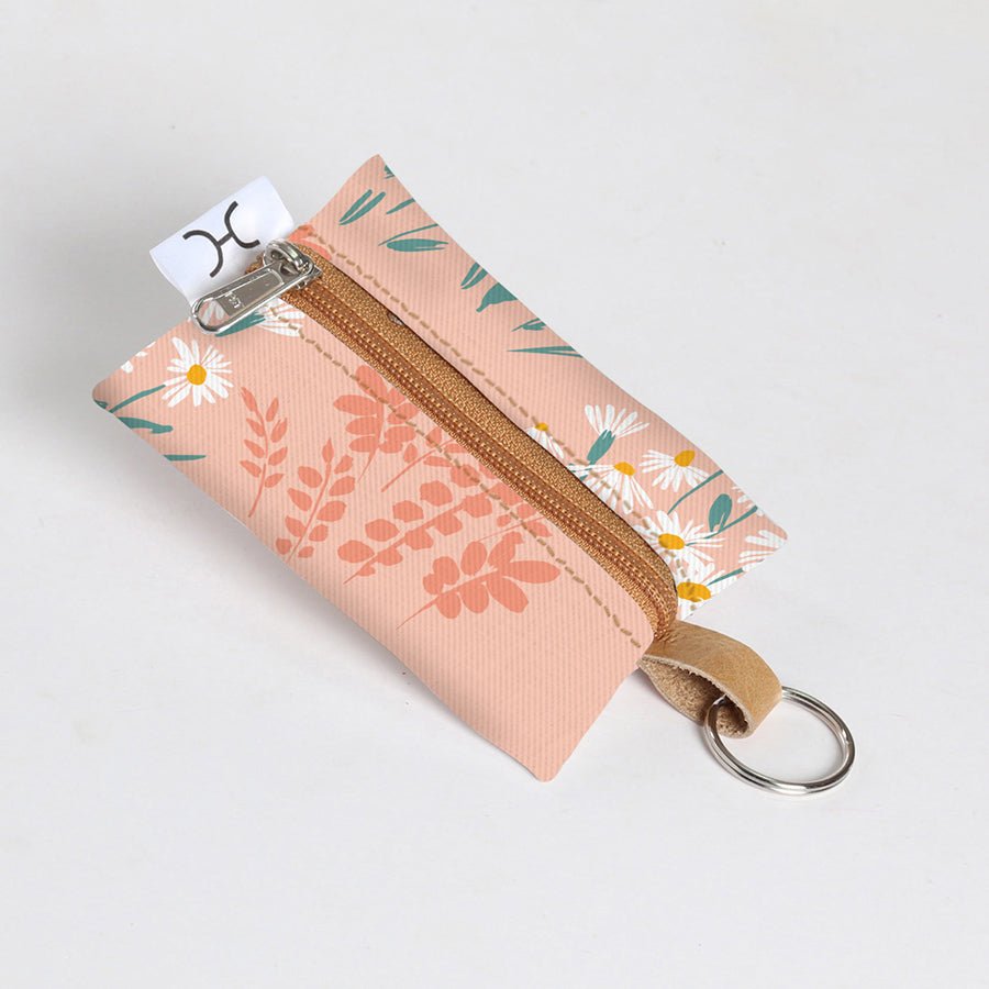 Kids Key Ring | Laminated Fabric Crazy Daisy - Blush / Chunky Zip Key Ring by Thandana