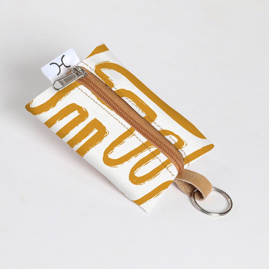 Kids Key Ring | Laminated Fabric Geo - Sand / Chunky Zip Key Ring by Thandana