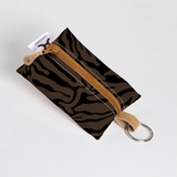 Kids Key Ring | Laminated Fabric Nomad Stripe - Coffee / Chunky Zip Key Ring by Thandana