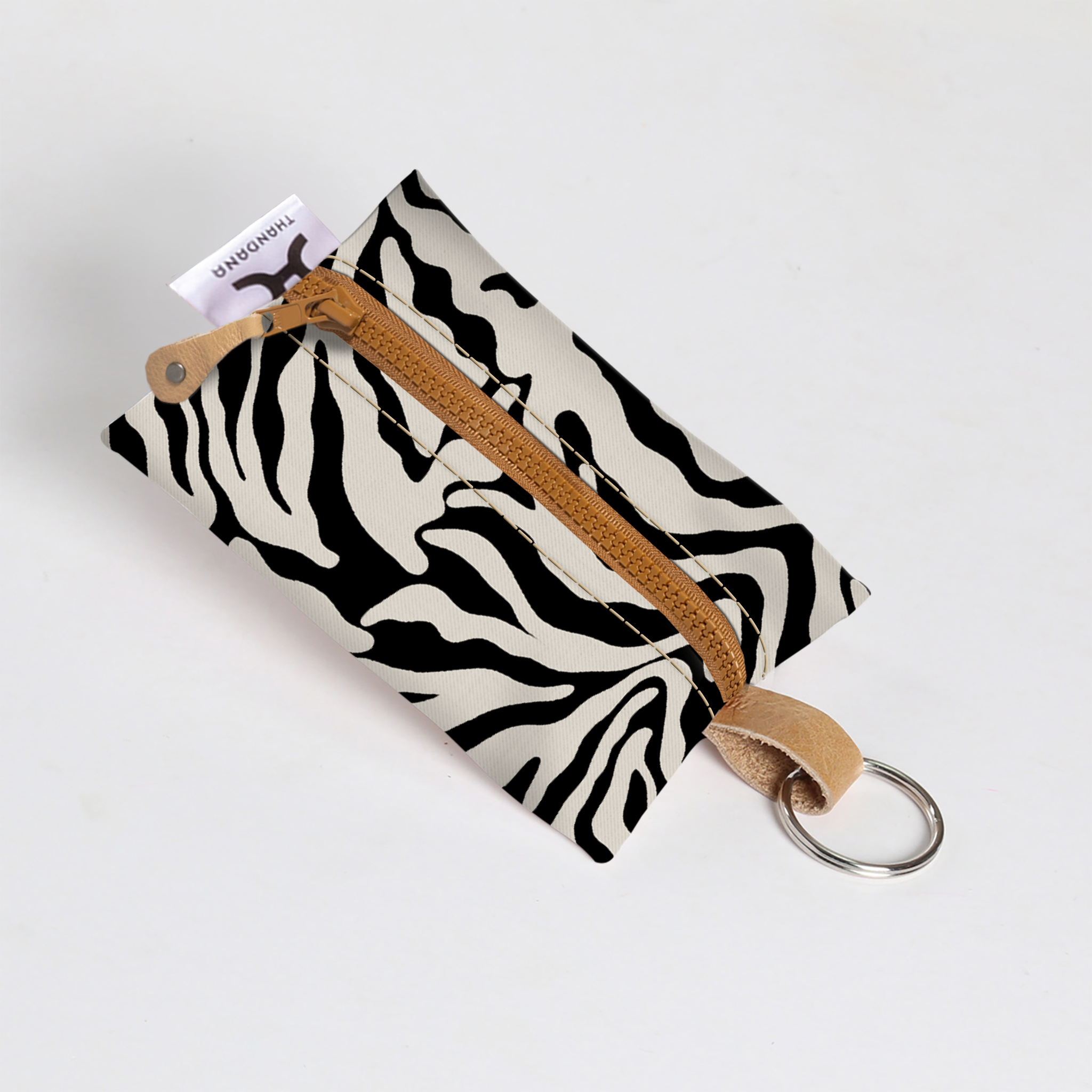 Kids Key Ring | Laminated Fabric Nomad Stripe - Pitch / Chunky Zip Key Ring by Thandana