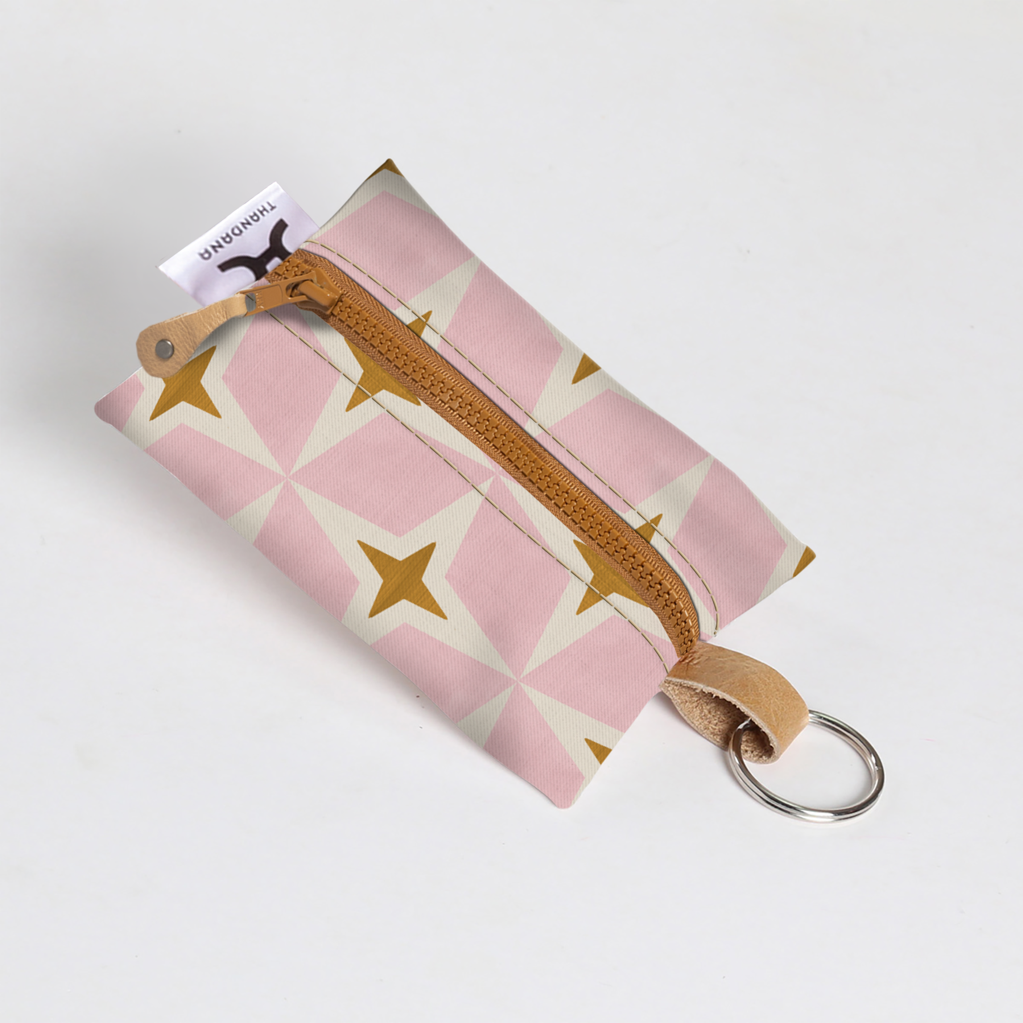 Kids Key Ring | Laminated Fabric Nova - Blush / Chunky Zip Key Ring by Thandana
