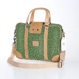 Kids Laptop Bag 15’ | Laminated Fabric with Genuine Leather Cheetah - Olive Laptop Fabric Bag by Thandana