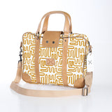 Kids Laptop Bag 15’ | Laminated Fabric with Genuine Leather Geo - Sand Laptop Fabric Bag by Thandana