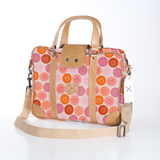 Kids Laptop Bag 15’ | Laminated Fabric with Genuine Leather Smiley - Blush Laptop Fabric Bag by Thandana