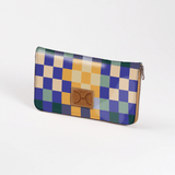 Kids Large Purse | Laminated Fabric with Genuine Leather Checker - Jet / Chunky Zip Ladies Large Wallet Fabric
