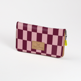 Kids Large Purse | Laminated Fabric with Genuine Leather Checkmate - Cherry / Chunky Zip Ladies Large Wallet Fabric