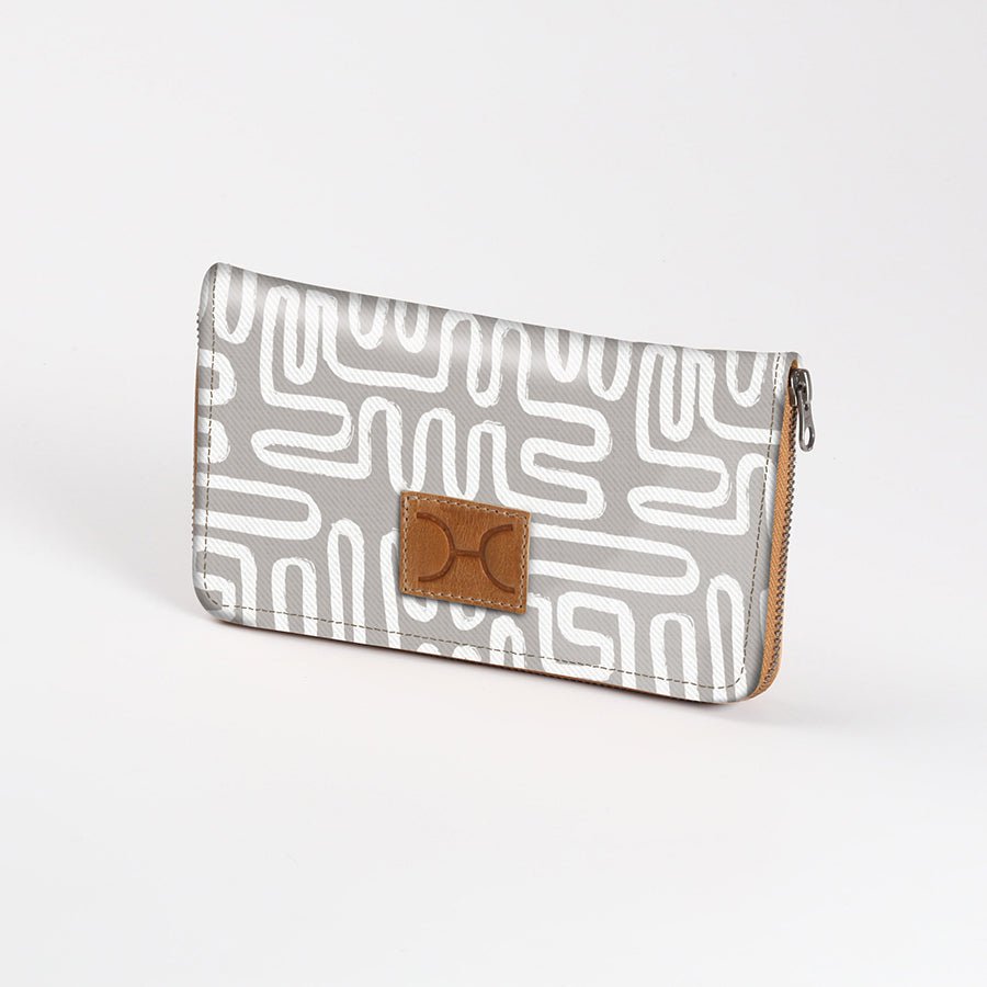 Kids Large Purse | Laminated Fabric with Genuine Leather Geo - Moonstruck / Chunky Zip Ladies Large Wallet Fabric