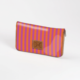 Kids Large Purse | Laminated Fabric with Genuine Leather Linear - Preppy / Chunky Zip Ladies Large Wallet Fabric