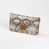 Kids Large Purse | Laminated Fabric with Genuine Leather Python - Moody / Chunky Zip Ladies Large Wallet Fabric