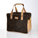 Kids Large Weekender Luggage | Laminated Fabric with Genuine Leather Nomad Stripe - Coffee Large Weekender Luggage Bag