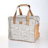 Kids large weekender luggage | laminated fabric with genuine leather - geo - moonstruck - large weekender luggage bag