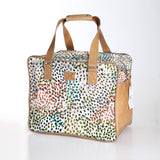 Kids large weekender luggage | laminated fabric with genuine leather - large weekender luggage bag