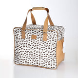 Kids large weekender luggage | laminated fabric with genuine leather - seeds - white - large weekender luggage bag