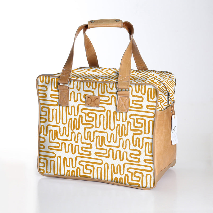 Kids large weekender luggage | laminated fabric with genuine leather - large weekender luggage bag